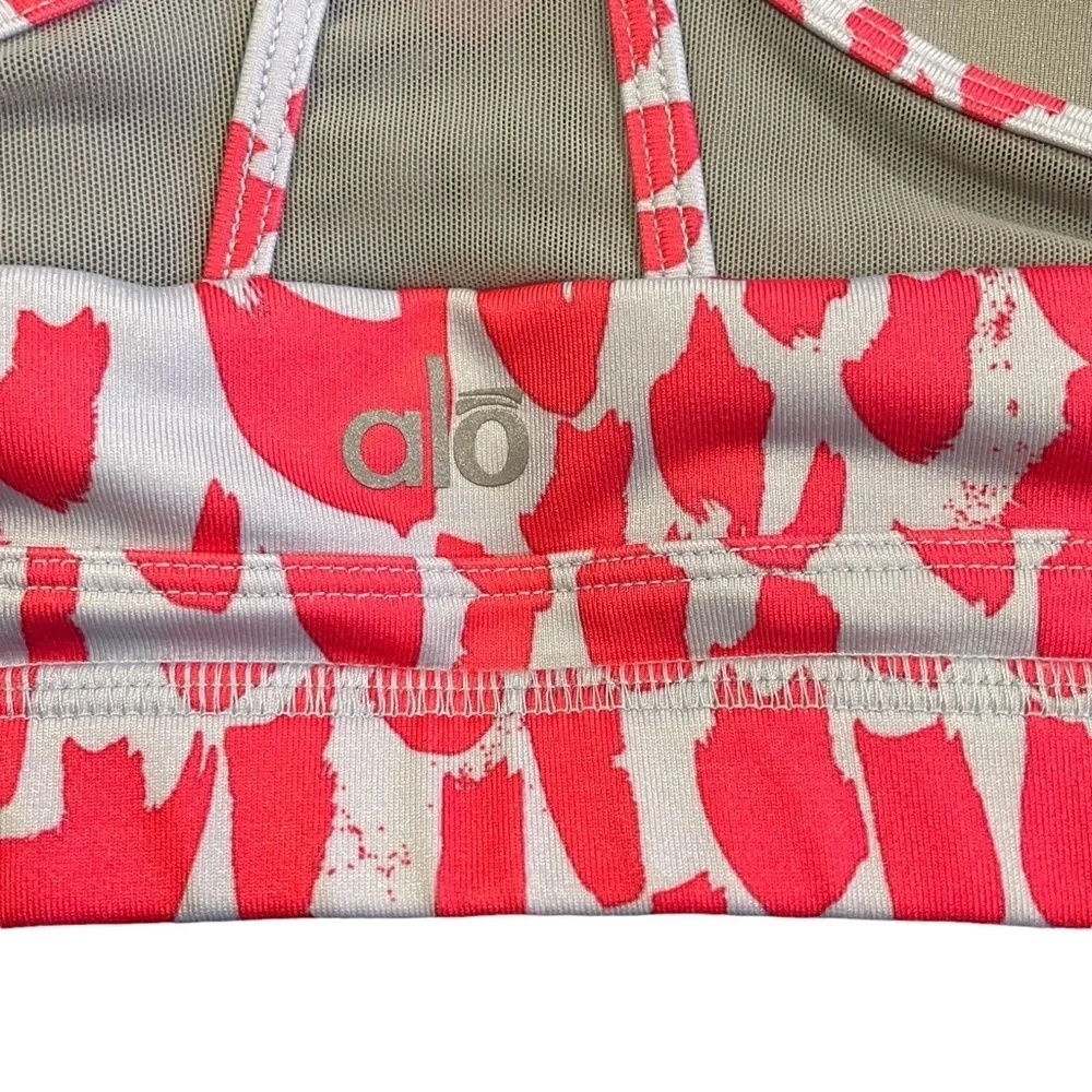 Alo Pink and gray mesh Sport Yoga Animal Print Bra